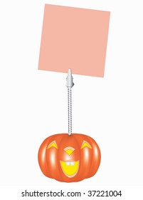 Vector Image pegs for notes stand in the form of a pumpkin