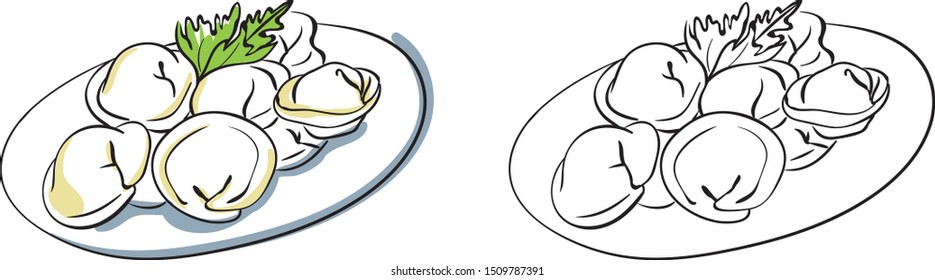 Рисунок пельменей в тарелке