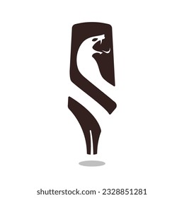 The vector image of pen nib with cobra snake silhouette