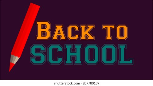 Vector image of a pencil and back to school text