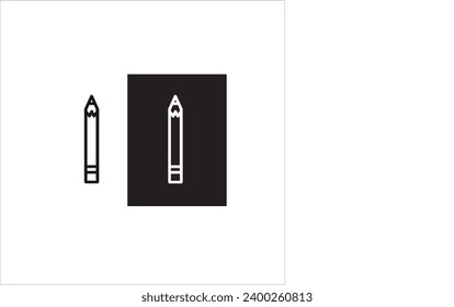 vector image of pencil, black and white colors, white and black background