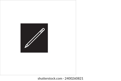 vector image of pencil, black and white colors, white and black background