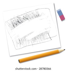 Vector image of pencil drawing on a paper