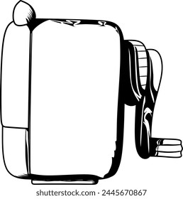 Vector image of a pencil sharpener, with side view, outline and details