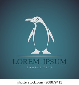 Vector image of penguin on blue background