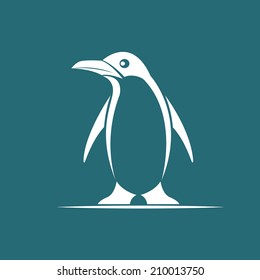 Vector image of penguin on blue background