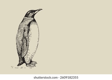 Vector image of a penguin stylized as a drawing gel pen