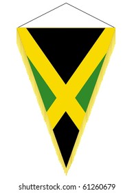 vector image of a pennant with the national flag of Jamaica