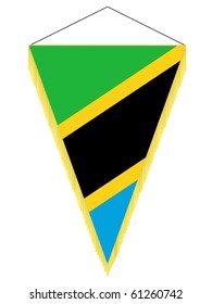 vector image of a pennant with the national flag of  Tanzania