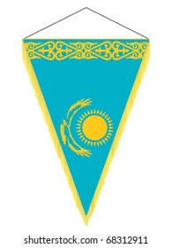 vector image of a pennant with the national flag of Kazakhstan