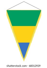 vector image of a pennant with the national flag of Gabon