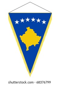 vector image of a pennant with the national flag of Kosovo