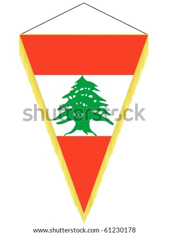 vector image of a pennant with the national flag of Lebanon