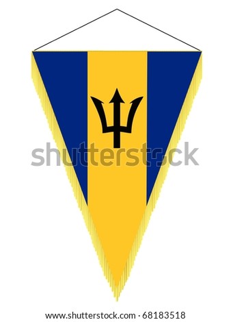 vector image of a pennant with the national flag of Barbados