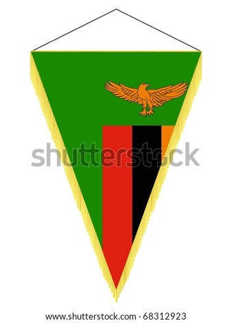vector image of a pennant with the national flag of  Zambia