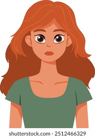 A vector image of a pensive woman