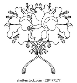 Vector image of a peony flower. Vintage decorative vector elements isolated. Hand drawn. tattoo, spirituality, prints for t-shirts and other textiles. Coloring book for adults