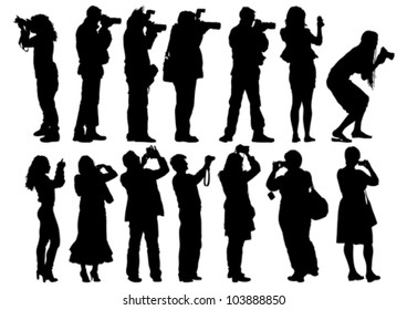 Vector image of people with cameras and model