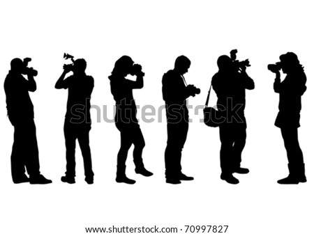 Vector image of people with cameras on a white background