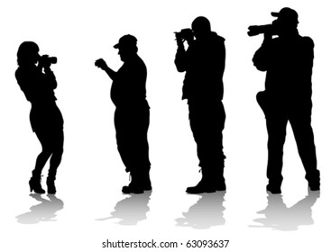 Imagen vectorial de personas con cámaras para caminar