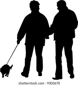 vector image of people and dog