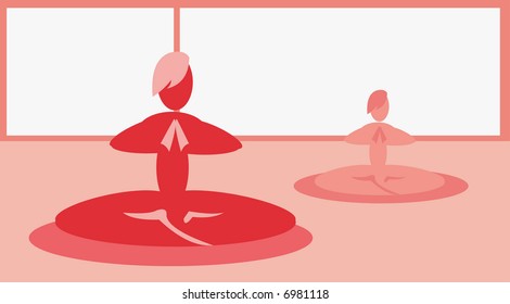 imagen vectorial de personas haciendo ejercicios de yoga