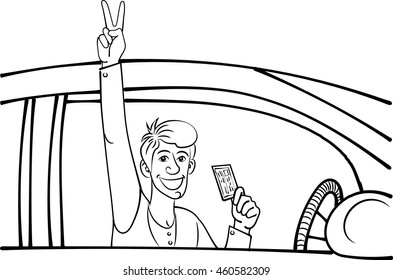vector image of people got driving license