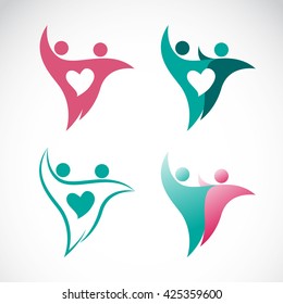 Vector Image Of People And Heart On White Background, People Logo Design