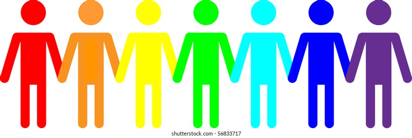 Vector image of people icons in a rainbow of colors