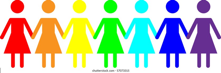 Vector image of people icons in a rainbow of colors