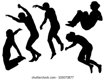 Vector image of people involved in parkour