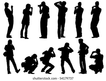 Vector image of people photographers with equipment at work