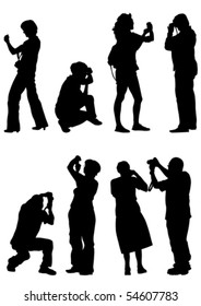 Vector image of people photographers with equipment at work