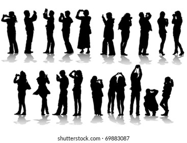 Vector image of people photographers with equipment at work