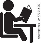 A vector image of people reading a book which can be used as a symbol indicating reading activities or can also be used to indicate a reading room.