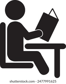 A vector image of people reading a book which can be used as a symbol indicating reading activities or can also be used to indicate a reading room.