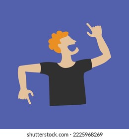 A vector image of people showing and explaining something, perhaps even presenting an article or project.