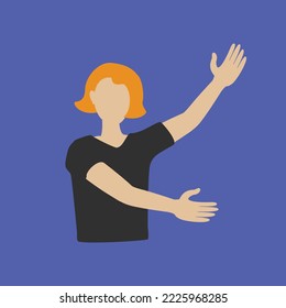 A vector image of people showing and explaining something, perhaps even presenting an article or project.