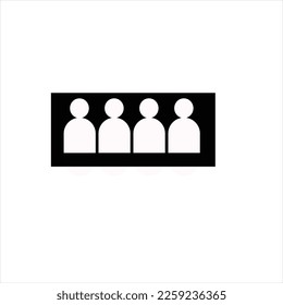 Vector image of people, white color, black background