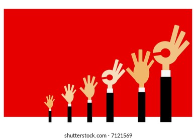 Imagen vectorial de las manos de la gente. Puede ser usado para la concepción de las encuestas