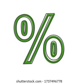 Imagen vectorial del signo de porcentaje. Estilo de caricatura de ilustración de vector sobre fondo aislado blanco.
