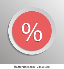 Vector image of the percent sign. Vector illustration on a sticker with shadow design