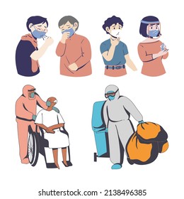 vector image of the person affected by the corona virus and the nurse