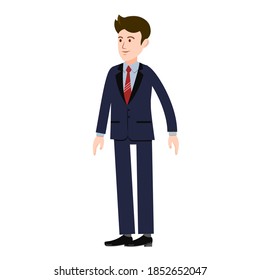 Vector image of a person for animation. Editable strokes. A man in a suit on a white background. 
