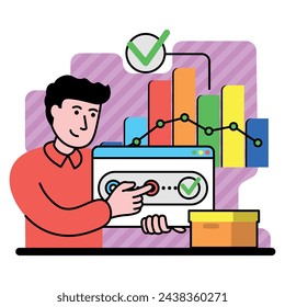 vector image of person demonstrates how to succeed in digital business