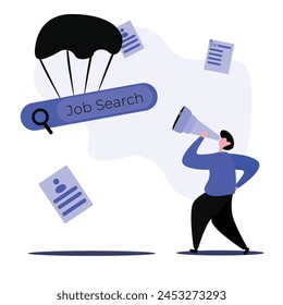 vector image of a person holding binoculars, depicting the activity of searching for job vacancies
