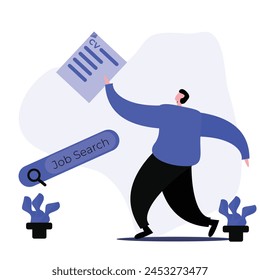 vector image of a person holding a CV, depicting the activity of looking for job vacancies