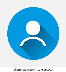  Vector image of a person icon. People icon on blue background. Flat image person with long shadow. Layers grouped for easy editing illustration. For your design.