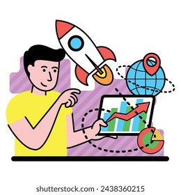 vector image with person who runs the digital business