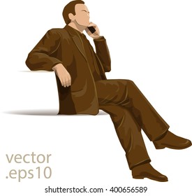 The vector image of the person who is talking on the phone.